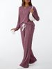 Women's V Neck Knitted Pajama Set Autumn Arrival Casual Comfortable_ecoleips.com
