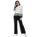 Fashionable Casual Loose Long Sleeve Striped Contrast Pullover Wide-Leg Pants Casual Knit Two-Piece Set_ecoleips.com