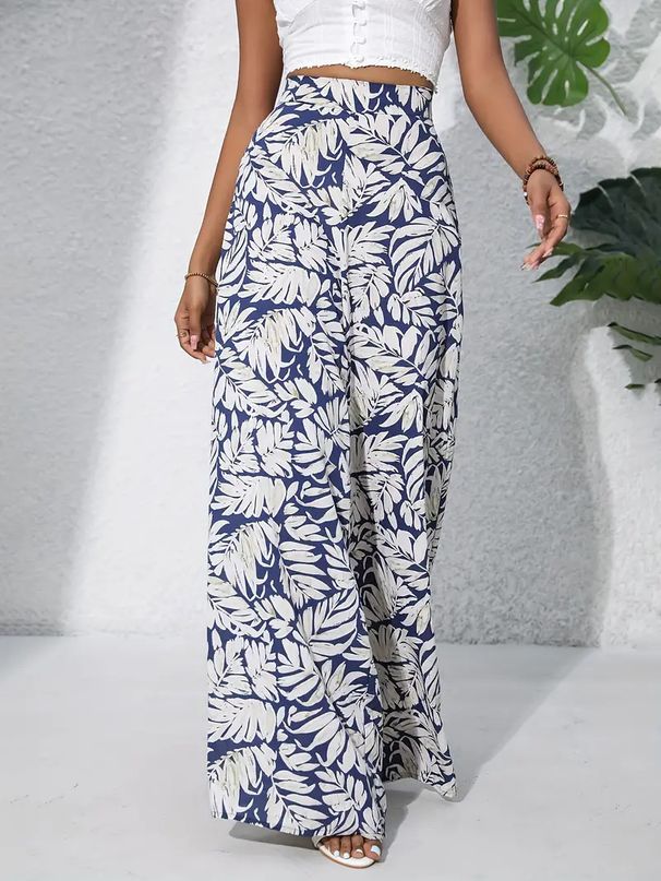 Voya 2026 European American Summer New Printed Pants, Fashionable And Elegant Holiday Style, Elastic Waist_ecoleips.com
