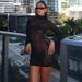 Women's Clothing Summer New Women's Clothing Backless Mesh Trumpet Sleeve Short Sexy Hot Girl Hip Dress_ecoleips.com