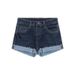 Light Blue Vintage Design Rivet Low Waist Hip Enhancing Denim Shorts For Women 2025 Spring New Tight Slimming Hot Pants_ecoleips.com