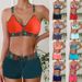 Women's Clothing Crisscross Bikini Set Sexy High Waisted Swimwear With Adjustable Ties_ecoleips.com