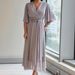 Women's Solid Color Chiffon Irregular Short Sleeve Dress plus Size Casual Maxi Dress_ecoleips.com
