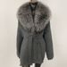 Luxury Oversized Knit Cardigan With Real Fox Fur Collar - Elegant Loose Fit Long Sleeve Open Front Sweater For Women_ecoleips.com