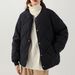 Women's Clothing Short Down Cotton Jacket Women's Short Puffer Jacket Winter Lightweight Quilted Coat Slim Fit Casual Outerwear In White Black Coffee_ecoleips.com