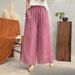 Suitable For All Seasons Loose Embroidered Double-Layer Ramie Wide-Leg For Women 2025 Summer New Elegant Solid Color Linen Versatile Straight-Leg_ecoleips.com
