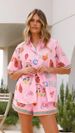 Women's Clothing Fashion Printing Casual Versatile Shirt Cardigan Shorts Suit_ecoleips.com