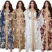 Women's Clothing Spring New Muslim Chiffon Bronzing Robe With Belt Dress_ecoleips.com