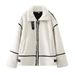 Women’s Faux Fur Biker Jacket – Stylish PU Leather Coat With Metal Accents, Streetwear Essential (XS-L, White)_ecoleips.com