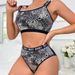 Leopard Print Leather Splicing Lace Hollow Perspective Letter Belt Sports Sexy Underwear Set Sexy_ecoleips.com