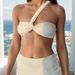 Aria Basics 2025 New Cross-Border European And American Sexy Two-Piece One-Shoulder Solid Color Hollow Bikini Three-Piece Set_ecoleips.com