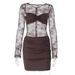 JY25459 European And American Style Lace Sexy Backless Long-sleeve Dress, 2025 Autumn New Slim-fit Bodycon Short Dress_ecoleips.com