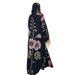 Elegant Printed Robe - Long Sleeve Flowy Abaya With Traditional Floral Design, Sizes S-XXL_ecoleips.com