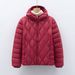 New 90 Fleece Women's Clothing Autumn And Winter New Light And Thin Down Jacket Wavy Pattern Women's Hooded Jacket_ecoleips.com