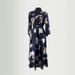 Women's Clothing Waist Slimming Autumn Floral Print Belted Midi Dress – Long Sleeve Tunic Dress With Collar (S-XL, Modest & Stylish For Women)_ecoleips.com