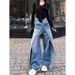 American Retro Two-way Straight-leg Jeans Women, New Trendy High-waisted Loose Slimming Wide-leg Pants For Fashionable_ecoleips.com