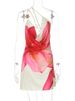 Tossy One-Shoulder V-Neck Summer Mini Dress For Women Printed Contrast Slim Spaghetti Sexy Dress Female Backless Party Dress New_ecoleips.com