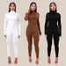 Women's Solid Color Tight Fitness Jumpsuit Sports Pants Casual Comfortable Long Sleeve Romper_ecoleips.com