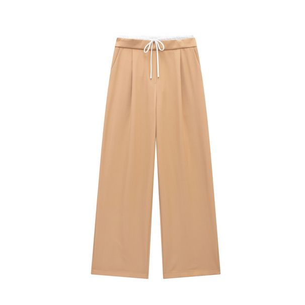 Women's Clothing New Street Style Lace Up Stitching Design Casual Pants_ecoleips.com