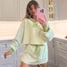 Women's Clothing Casual Striped Color Block Set Long Sleeved Top Elastic Waist Skirt Safety Shorts American Style_ecoleips.com