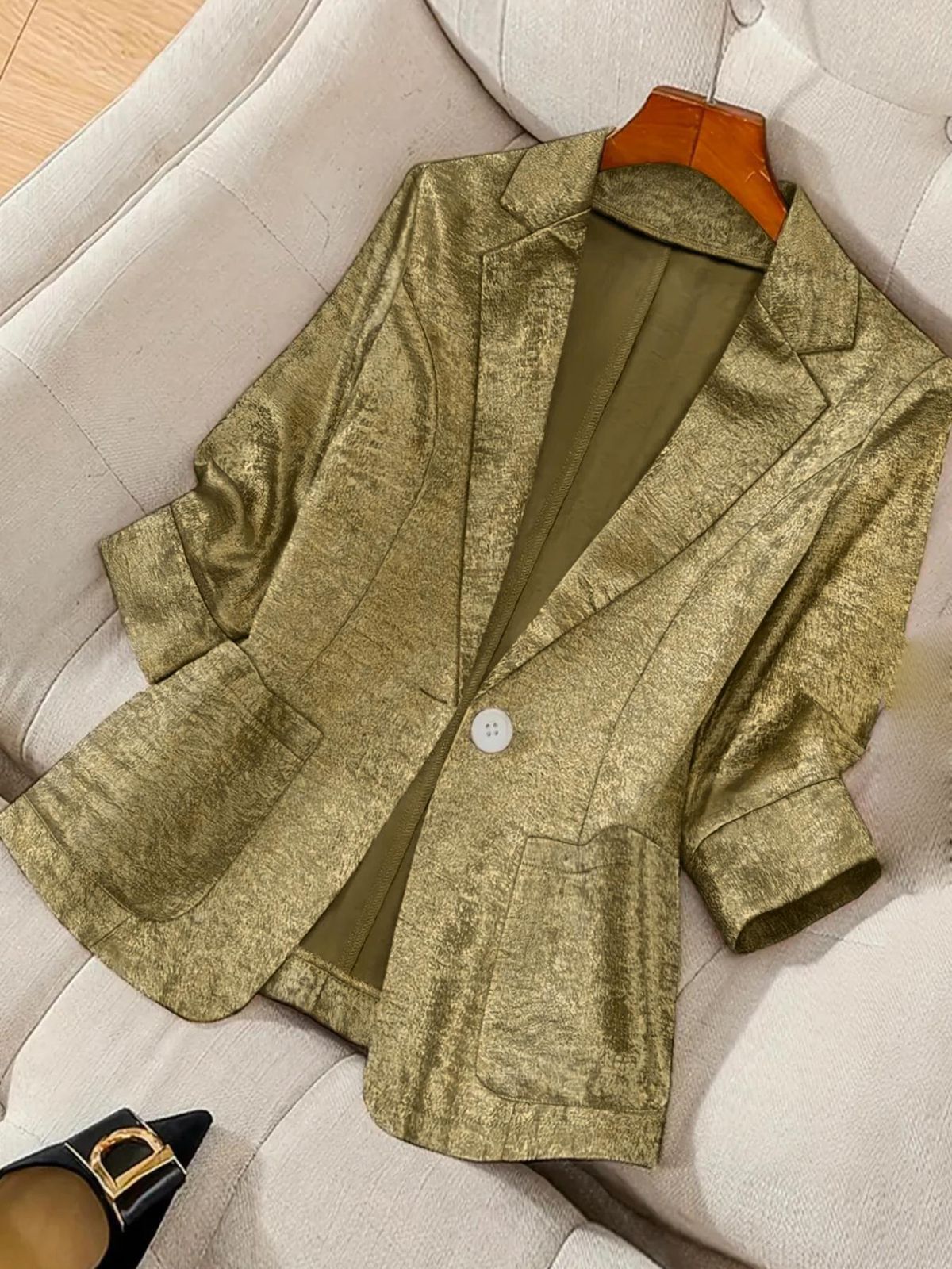 Women's Clothing Three Quarter Sleeve Suit Jacket, Thin, New Style, Elegant, Fashionable And Casual Blazer_ecoleips.com