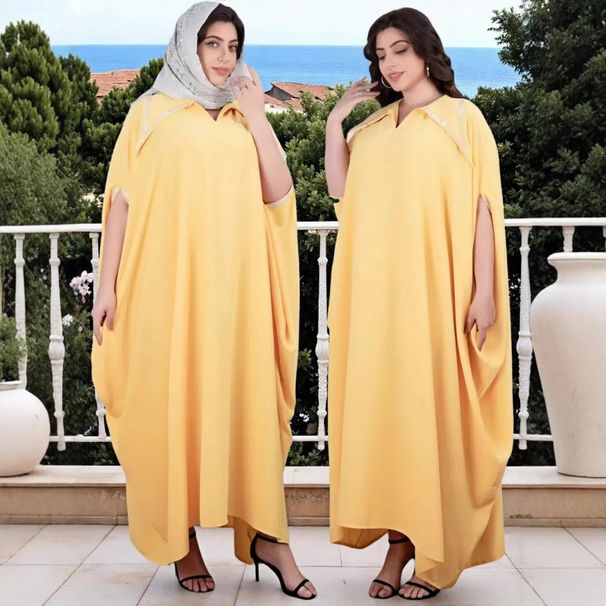 Luxury Embellished Abaya Dress For Women – Muslim Party Kaftan With Batwing Sleeves & Crystal Rhinestones – Plus Size Maxi Dress For Eid, Wedding_ecoleips.com