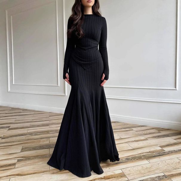Women's Clothing Ribbed Knit Bodycon Dress – Long Sleeve Round Neck Belted Sweater Dress (Grey/Black, XS-XXXL)_ecoleips.com