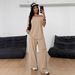 Women's Solid Color Off Shoulder Suit Casual Sportswear Two Piece Set Lazy Loungewear Loose Comfortable Wide Leg Pants_ecoleips.com