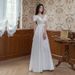 2025 New French Simple V Neck White Satin Light Wedding Dress_ecoleips.com