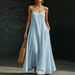 Flowy Beach Maxi Dress For Women, Lightweight Long Sleeveless Dress With Side Slits, Casual Boho Summer Holiday Dress_ecoleips.com