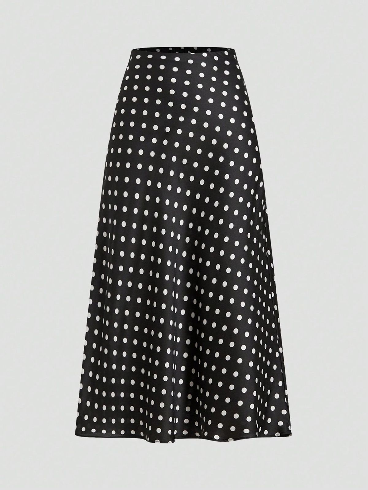 Women's Clothing Summer Satin Polka Dot Print Maxi Skirt For Women Zipper Closure Fashionable American Style Versatile Clothing_ecoleips.com