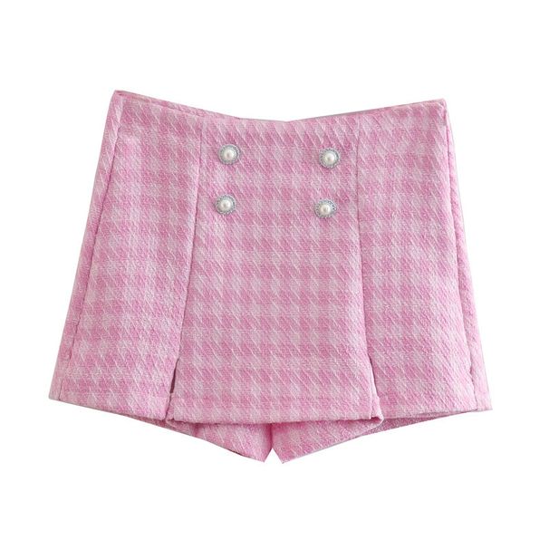 Aria Basics Aria Basics Cross-Border Wholesale Foreign Trade European And American Women's Clothing 2022 Summer Houndstooth Texture High Waist_ecoleips.com