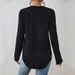 Voya New Women's Loose Casual Round Neck Slit Long Sleeved T-shirt Versatile Top_ecoleips.com