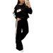 Women's Heart Print Two Piece Set Long Sleeved Top & High Waisted Color Block Pants Autumn Winter Casual Comfortable Streetwear_ecoleips.com