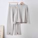 Women's Autumn/Winter Two Piece Set European American Style Loose Pullover Sweater And Slit Wide Leg Pants Solid Color Knitted Suit_ecoleips.com