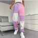 Women's Cross Border European And American Style Color Blocked Jogger Sweatpants, High Waisted Casual Pants With Drawstring, Loose Fitting Sporty Style._ecoleips.com
