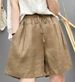 Suitable For All Seasons Pure Linen Shorts 2025 Summer New Handmade Wrinkled Casual For Women, Loose Fit, Slimming, Covering Flaws, Pants 2563_ecoleips.com