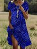 Women's Clothing Summer Hot Sale Literary Ethnic Style Large Round Neck Mid Length Dress_ecoleips.com