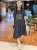Ruffled Short Sleeve Over-the-Knee Mermaid Plus Size 150kg Summer Loose Belly-Covering Slimming T-Shirt Dress_ecoleips.com