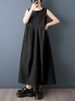 Khaki Vintage Patchwork Sleeveless Summer New Dresses For Woman Korean Fashion Loose Casual Long Dress Elegant Clothing 2026_ecoleips.com