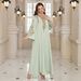 Modest Abaya Dress Muslim Women's Cross-Embroidered Robe Middle Eastern Style Casual Dress For Dubai Travel Polyester_ecoleips.com