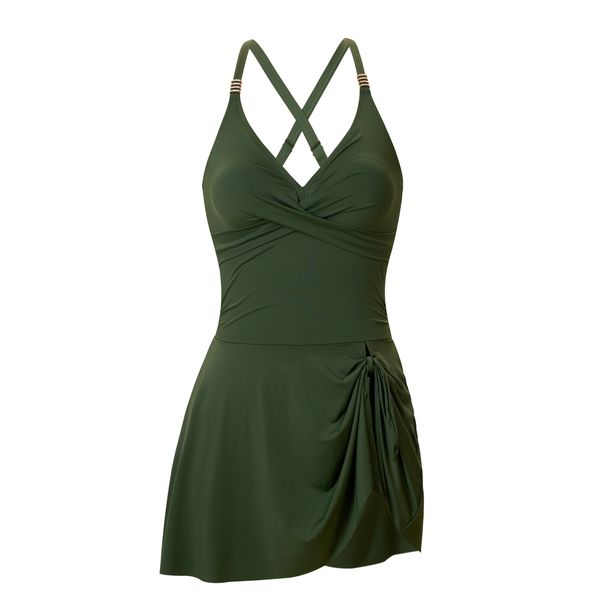 Best-Selling Conservative One-Piece Swimsuit – Slimming Swim Dress With Built-in Bra | Modest High-Neck Design For Beach & Resort_ecoleips.com