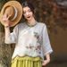 2026 Summer Artistic, Retro, New Chinese-Style Cotton And Linen Embroidery Color-Blocking Short-Sleeved And Mid-Sleeved_ecoleips.com