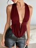 Women's Backless Halter Top Deep V Neck Slim Fit New Sexy Top For Ladies_ecoleips.com