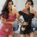 2024 Summer New Cross-Border European And American Women's Clothing V-Neck Drawstring Short Skirt Ruffled Floral Dress_ecoleips.com