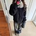 Aria Basics Winter 2025 New Thickened Warm Casual Loose Black Furry Coat With Large Fur Collar And Lamb Wool For Women_ecoleips.com