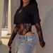 Cross-border Fashion European And American Lace T-shirt, Elegant Top, Jumpsuit, Women's Round-neck Long-sleeve_ecoleips.com
