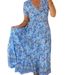 New High-elasticity Foreign Trade Women's V-neck Printed Beach-style Dress For In The European And American_ecoleips.com