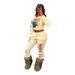 Women's Clothing Women's American Style Sexy Letter Print Hooded Jacket And Trousers Fashion Suit Set Long Sleeve For Formal & Casual_ecoleips.com