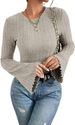 Women's Clothing Long Sleeve T-Shirt 8X4 Ribbed Brushed Round Neck Top American Style Fashionable Popula_ecoleips.com